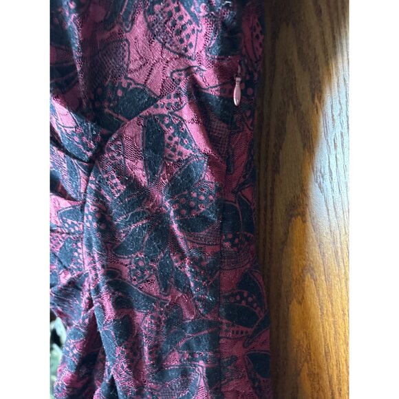 Maeve ANTHROPOLOGIE Women’s Elorn Burgundy Black Lace Ruched Dress Size 6 Goth - Picture 2 of 15